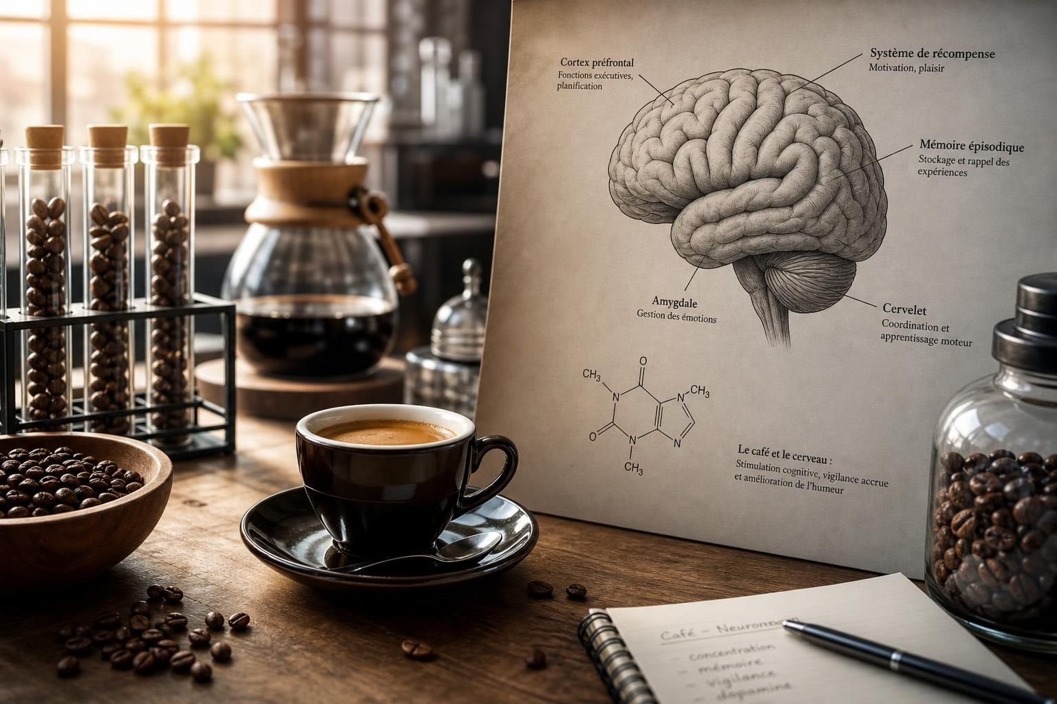 découvrez comment la caféine du café agit sur le cerveau, ses effets sur la vigilance, la concentration et la mémoire, et ce que la science révèle vraiment.